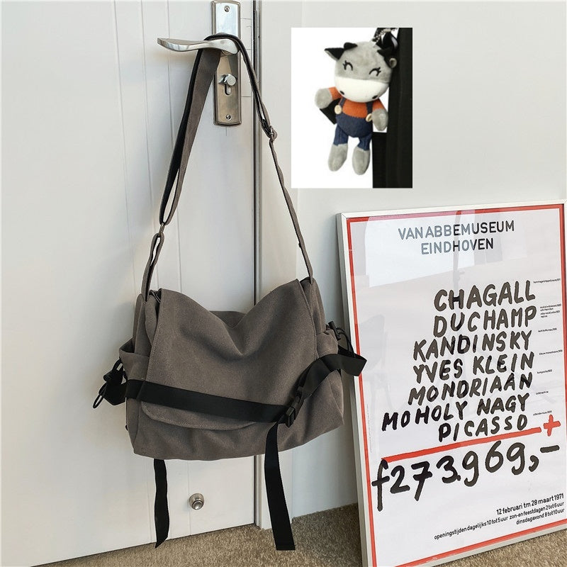 Mens Large Capacity Messenger Bag For Casual Student Book And Travel Shoulder Bag Canvas Lining