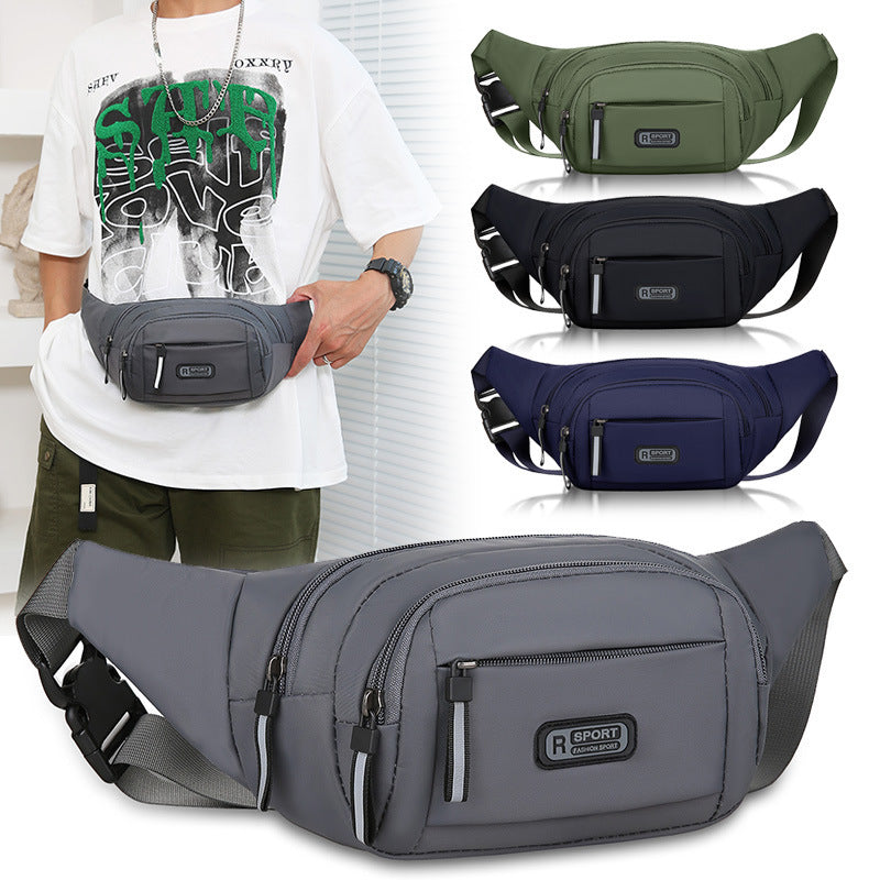 Men's Multifunctional Waist Bag Wear Resistant Waterproof Crossbody Nylon Bag for Travel and Everyday Use