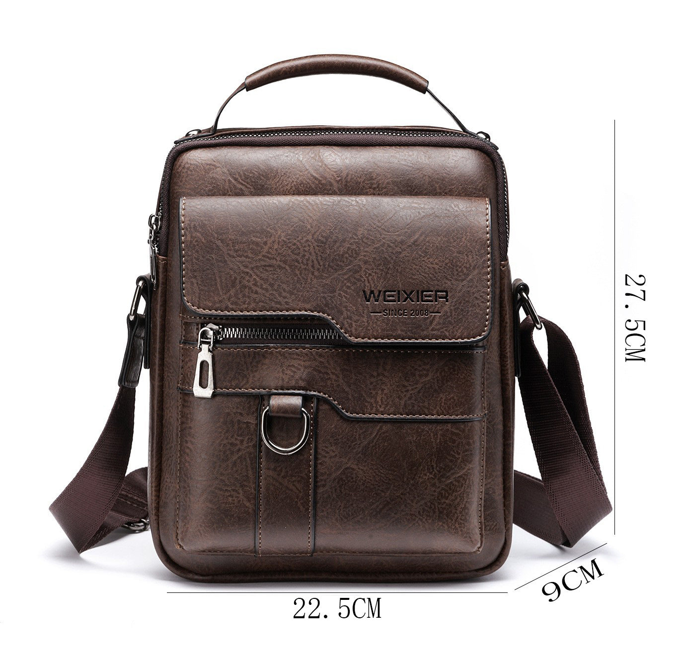 Mens Messenger Bag One Shoulder Retro PU Leather Crossbody Bag With Flap For Travel And Business