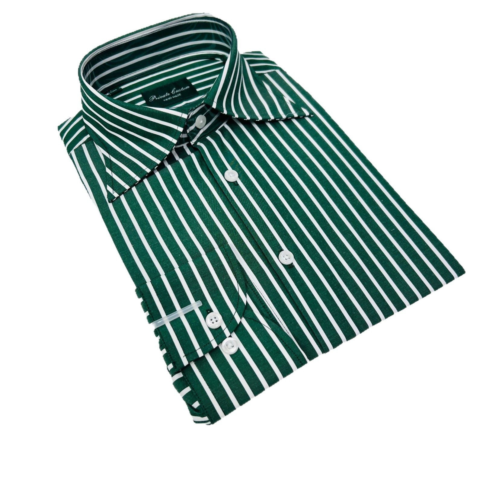 Green Striped Men's Long Sleeve Shirt