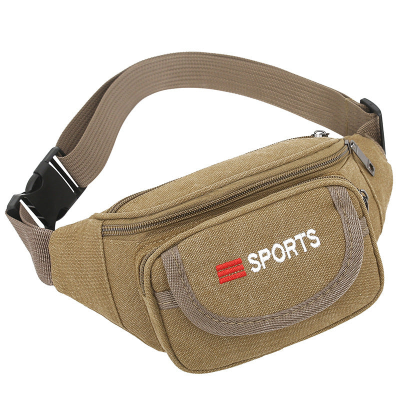 Mens Canvas Waist Bag Durable Multifunctional Outdoor Fanny Pack With Adjustable Strap