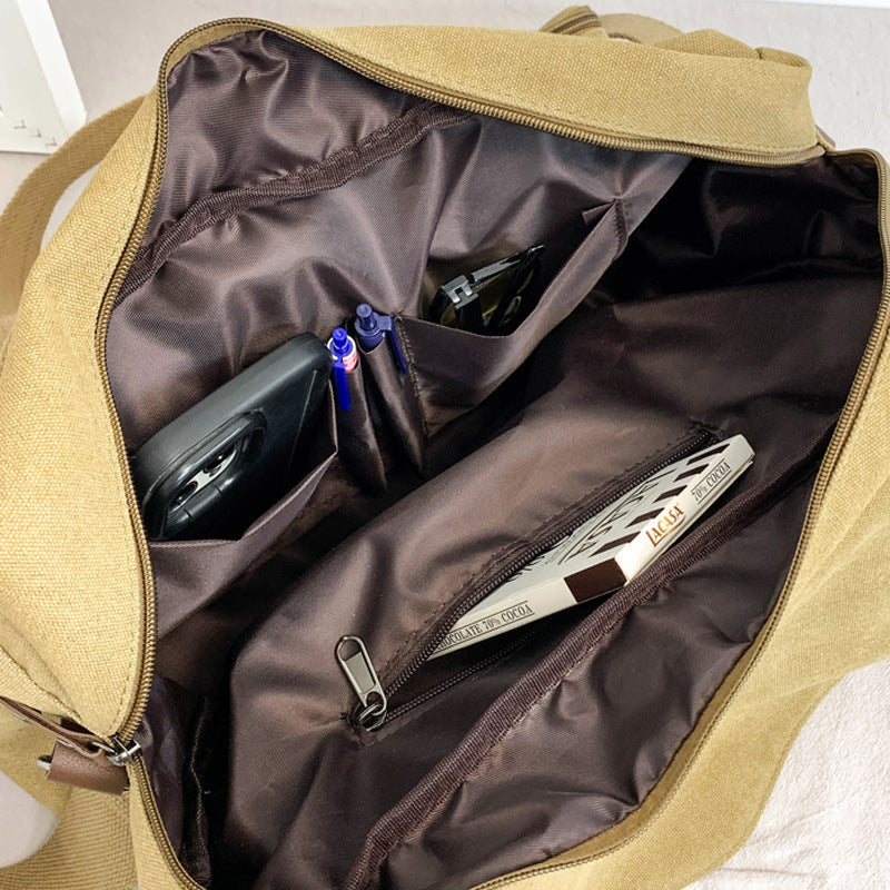 Outdoor Travel Canvas Crossbody Bag For Men With Multi Compartment Large Capacity And Breathable Lining