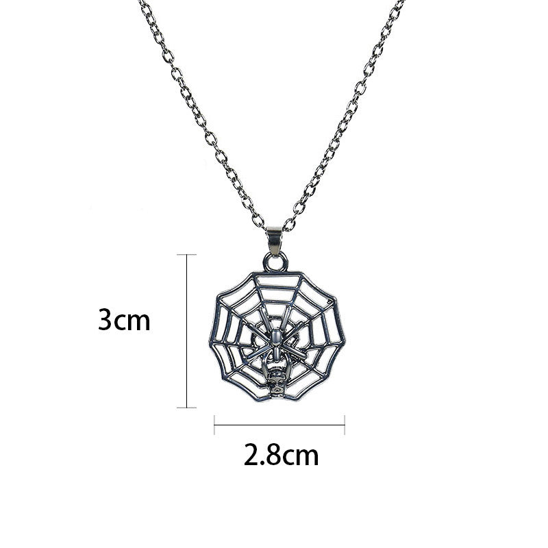 Halloween Gothic Skull Bat Pumpkin Pendant Necklace - Spooky Jewelry