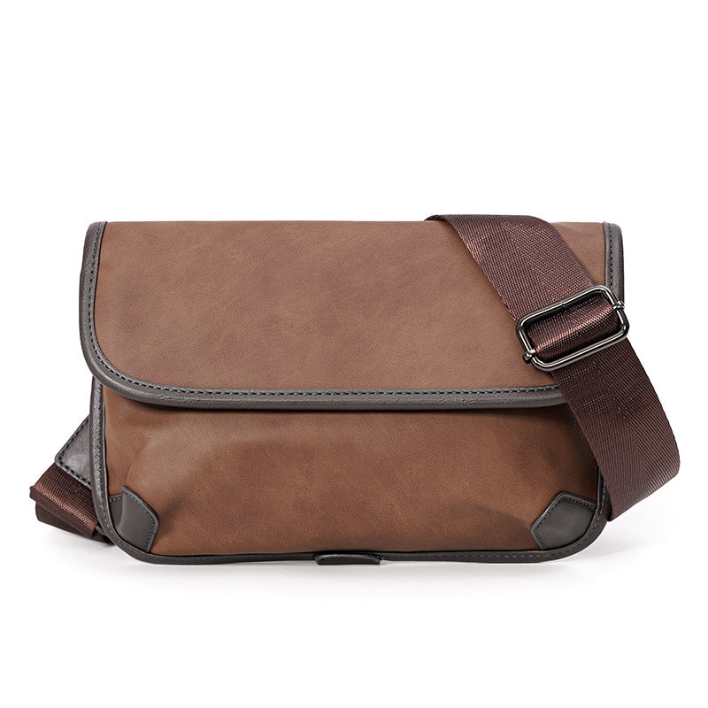 Premium Leather Plaid Check Shoulder Bag For Men Urban Street Style Crossbody Bag