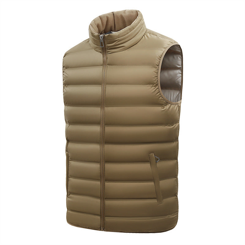 Men's Autumn Vest Stand-up Collar Cotton-padded Coat Plus Size Thin Coat
