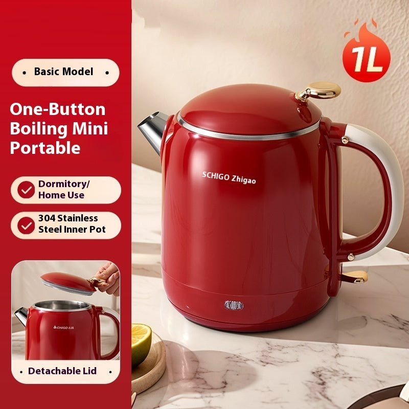 Portable Travel Kettle Heat Keeping Mini 1000W 1500W Automatic Power Off Red White Stainless Steel Liner Serves 3 To 5
