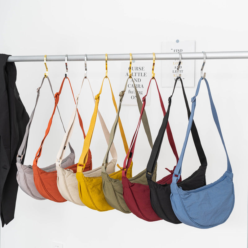 Nylon Dumpling Bag Casual One Shoulder Crossbody Sandwich Pocket For Daily Use Soft Dumpling Shape