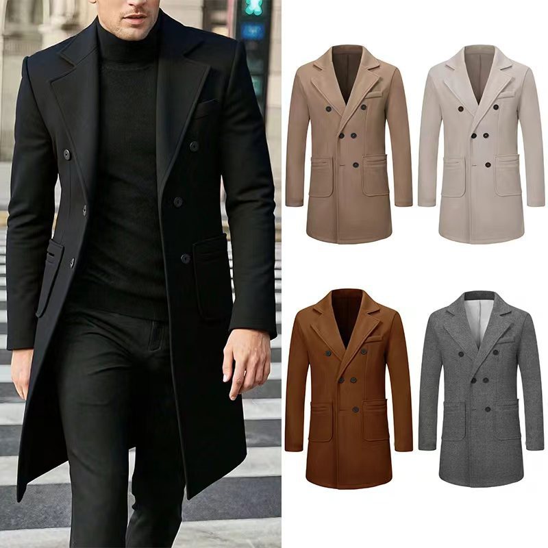 Men's Woolen Coat Woolen Coat Casual Trench Coat