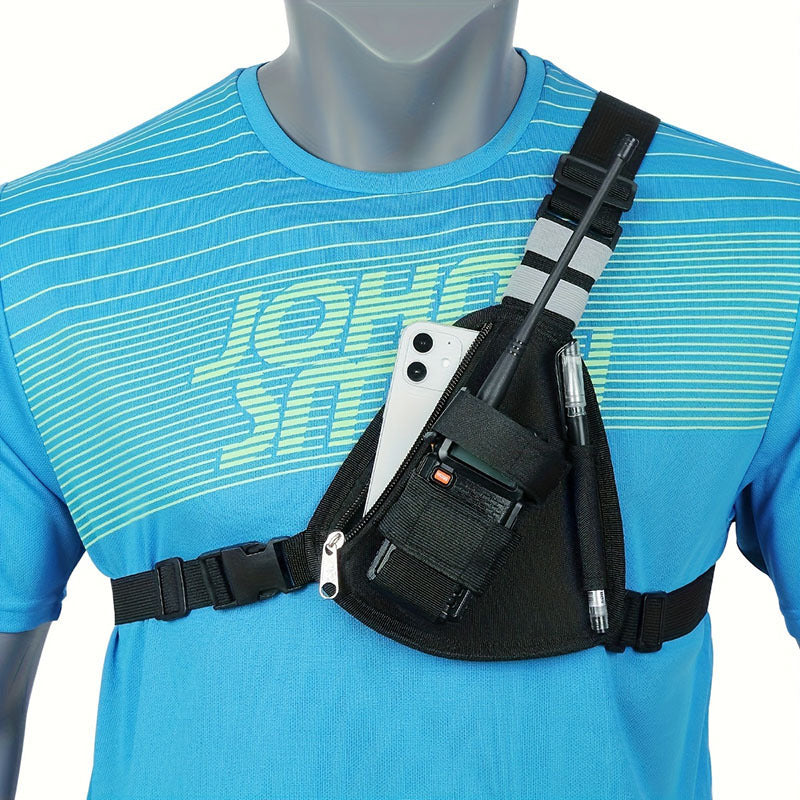 Mens Black Triangle Chest Bag Multifunctional Portable Messenger Bag For Men Everyday Use Oxford Cloth