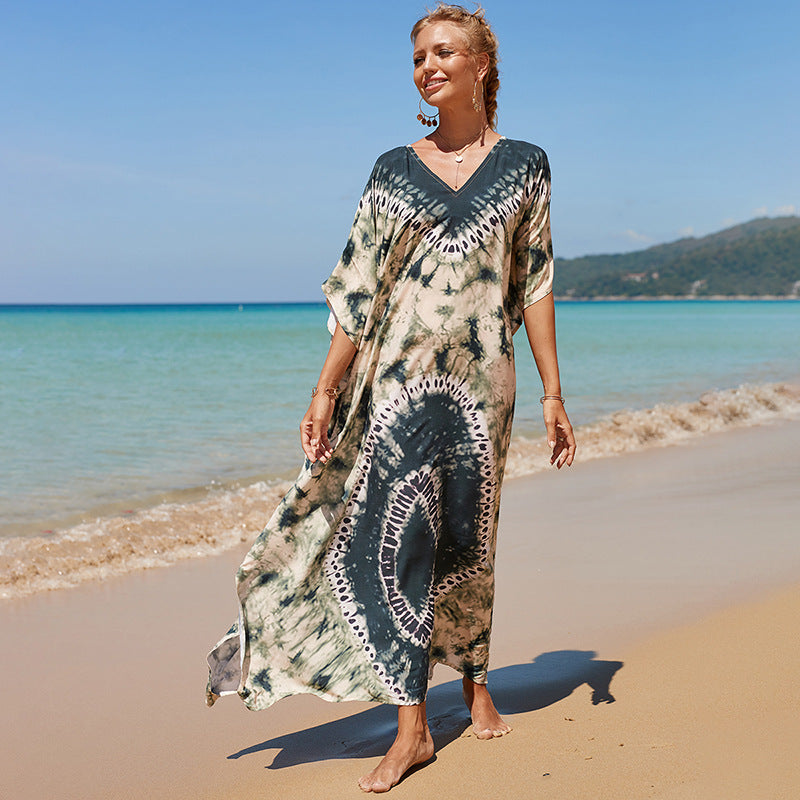 Rayon Print Bikini Swimsuit Cover Up Sun Shirt