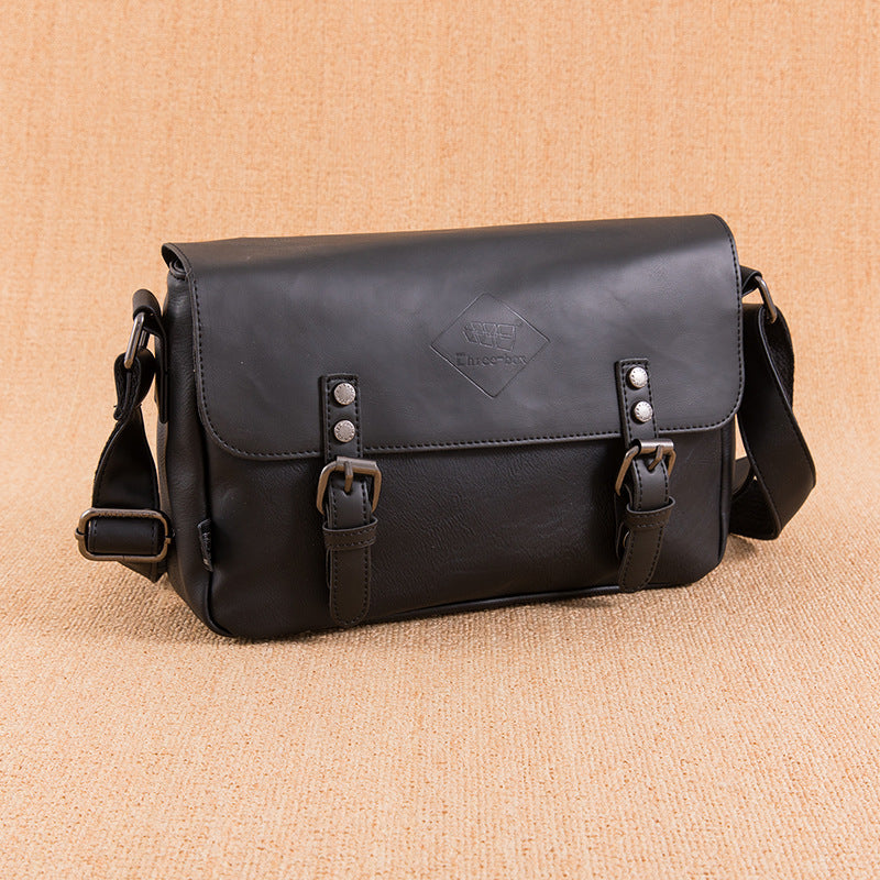 Korean Men's PU Leather Retro Flip Literary Shoulder Bag Crossbody For Travel And Everyday
