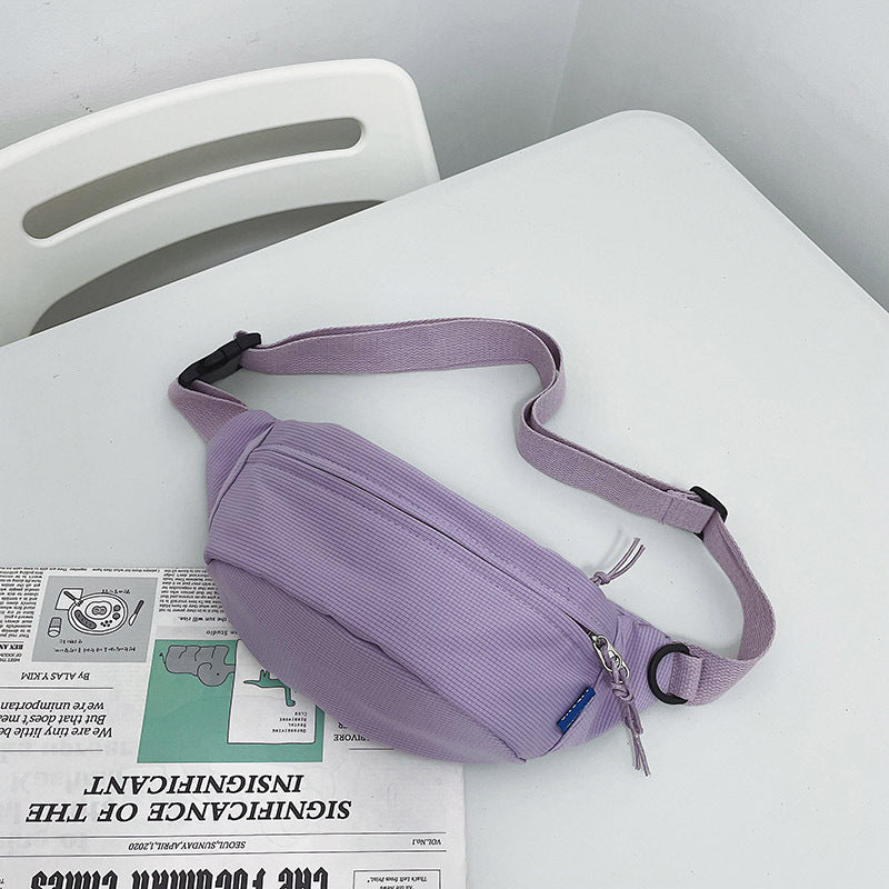 New Pure Color Outdoor Pocket Shoulder Bag Nylon Open Pocket With Contrast Color Accents