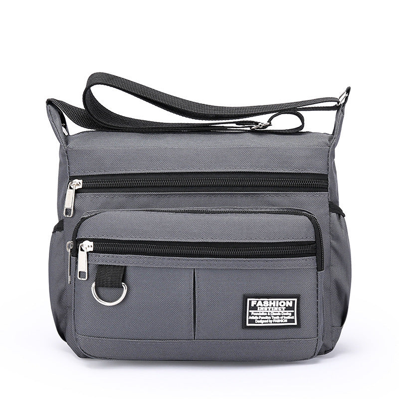 Mens Outdoor Multi Layer Zipper Messenger Bag Nylon For Daily Use Street Trend Black Blue Green Gray