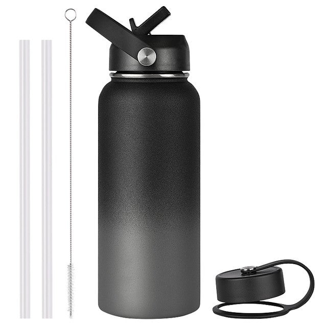 Vacuum Stainless Steel Large Capacity Water Bottle 1L 2L Black Blue Gradient Powder Blue Gradient Black Gray Gradient