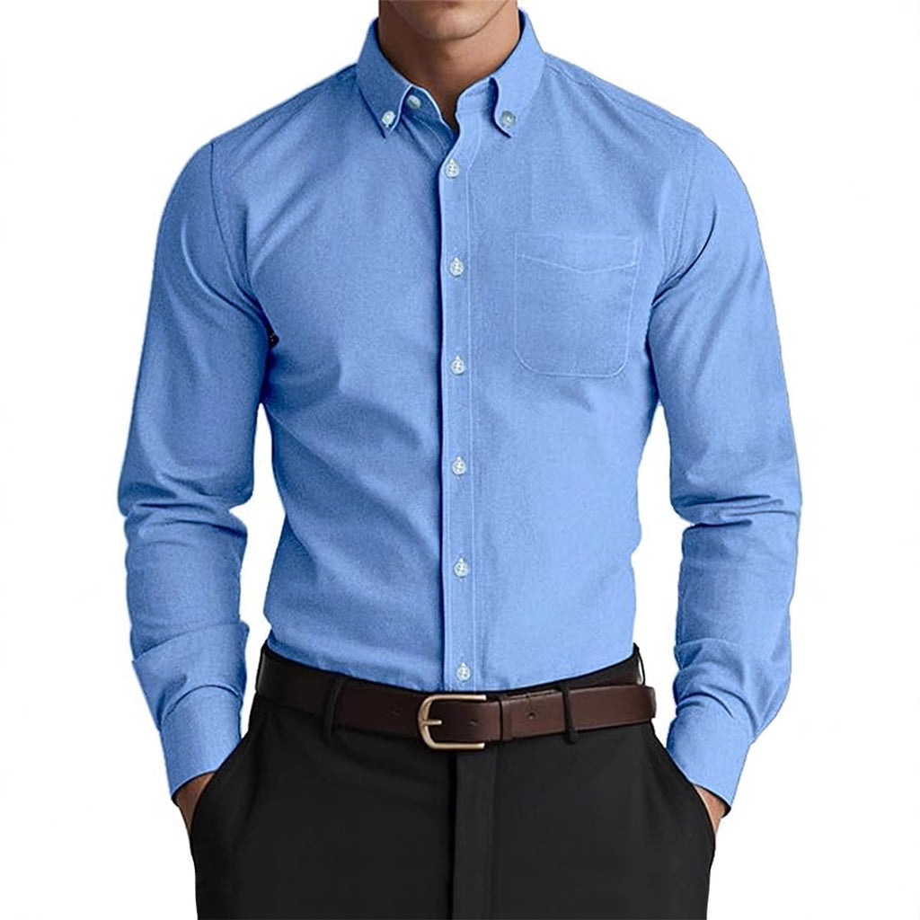 Men's Oxford Pure Color Casual Loose Shirt