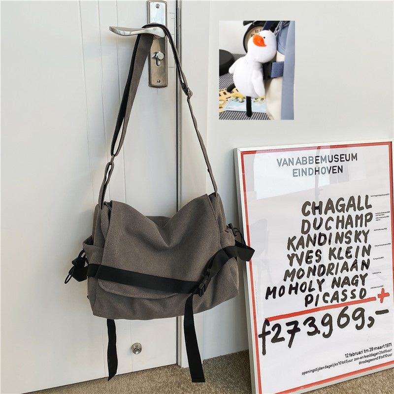 Mens Large Capacity Messenger Bag For Casual Student Book And Travel Shoulder Bag Canvas Lining