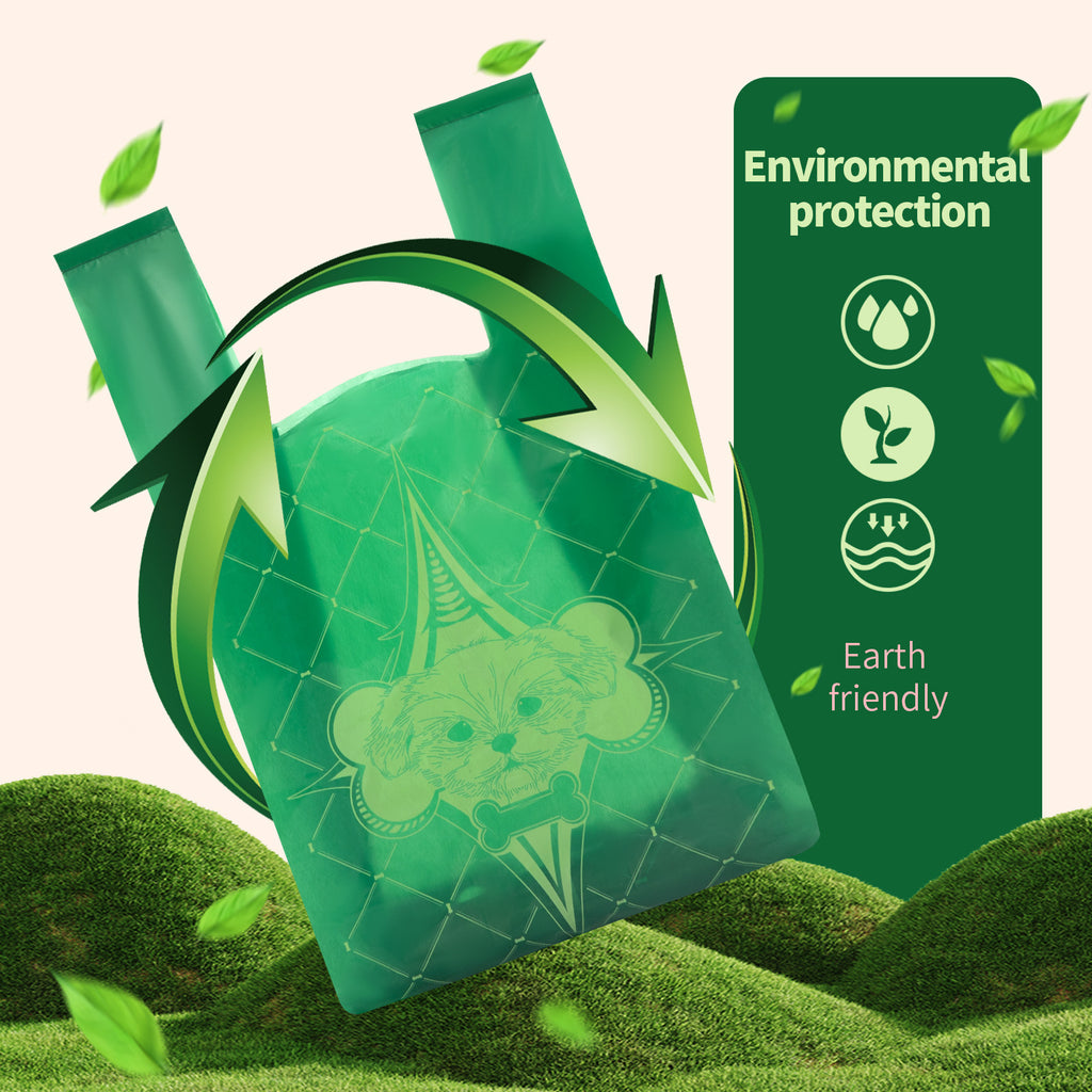 Vest Style Dog Waste Bags 120 Count Degradable Poop Picking Bags Green PE Material