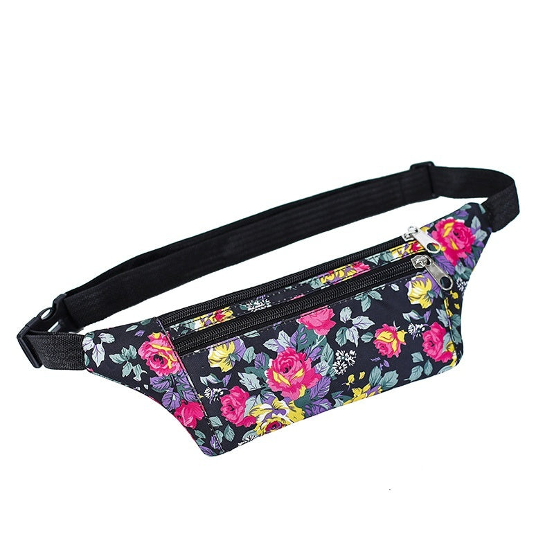 Men Outdoor Running Crossbody Phone Bag Multi Functional Floral Pattern Waterproof Oxford Cloth