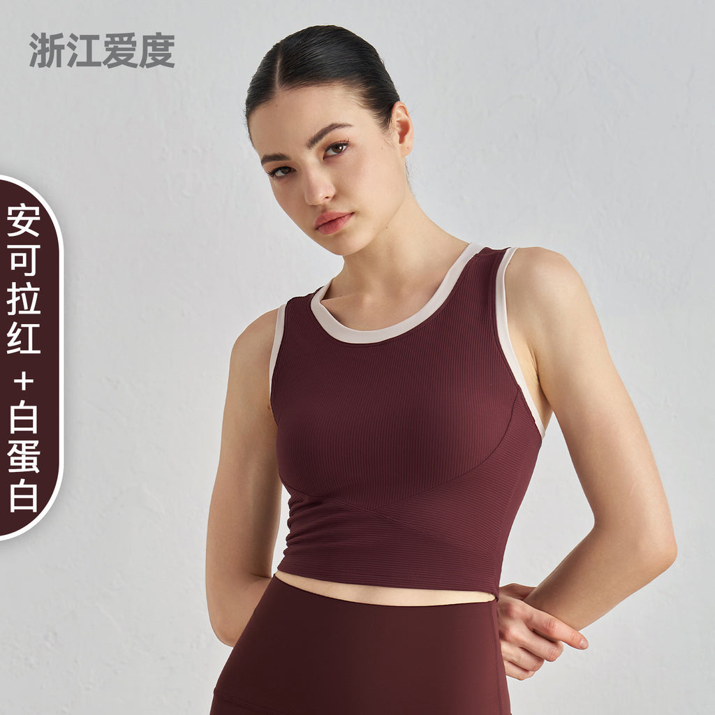 Body Skinny Slimming Fitness Womens Athletic Vest Tank Top With Spandex Lining Breathable Fabric