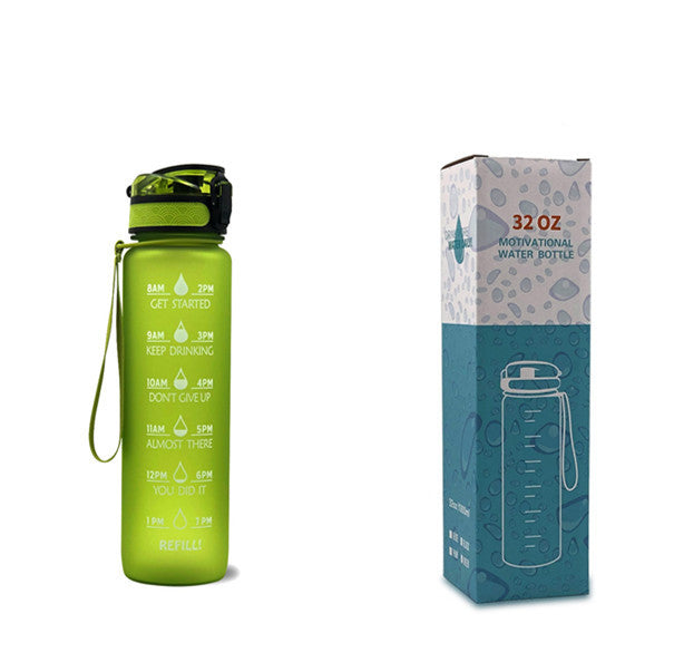 1L Motivational Water Bottle with Time Markers - Tritan Sports Bottle
