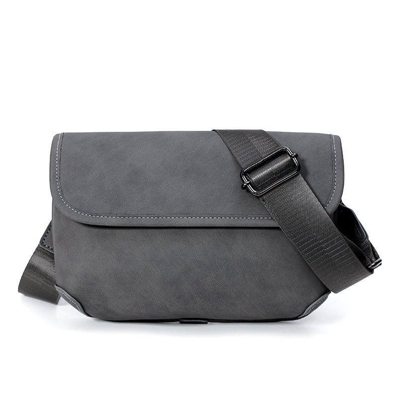 Korean Casual Fashion Chest Crossbody Bag Waterproof PU Leather For Men Available In Black Coffee Khaki Gray Plaid