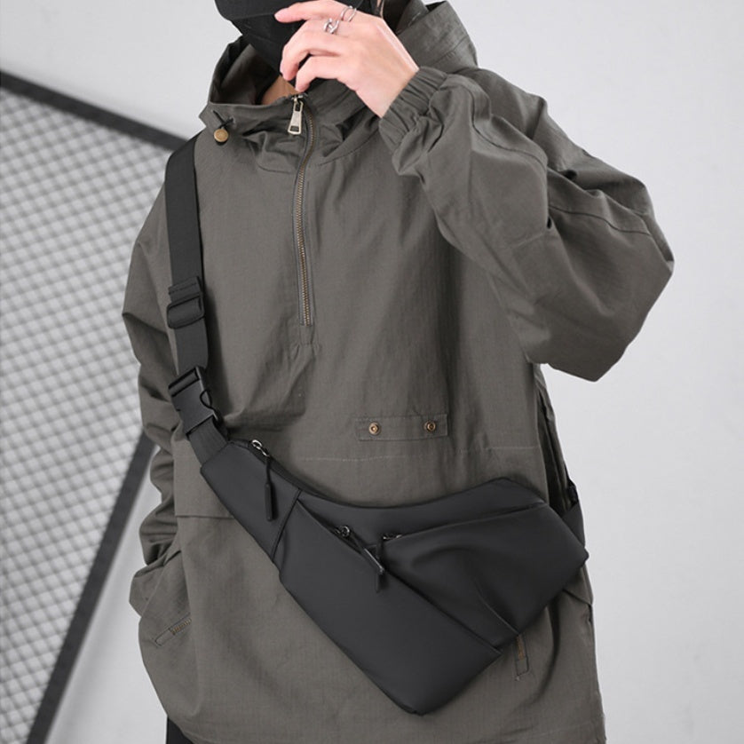 Mens Close Fitting Derm Triangle Bag Crossbody Chest Bag Waterproof 32x3x23 CM Everyday Use