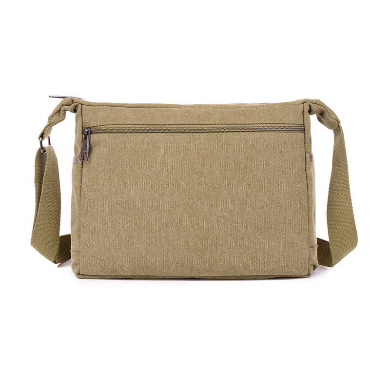 Simple Layered Retro Canvas Messenger Bag for Men Urban Style Travel Wear Resistant