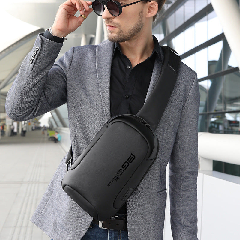 Mens Casual Shoulder Bag For Business Travel USB Oxford Cloth Wear Resistant Durable