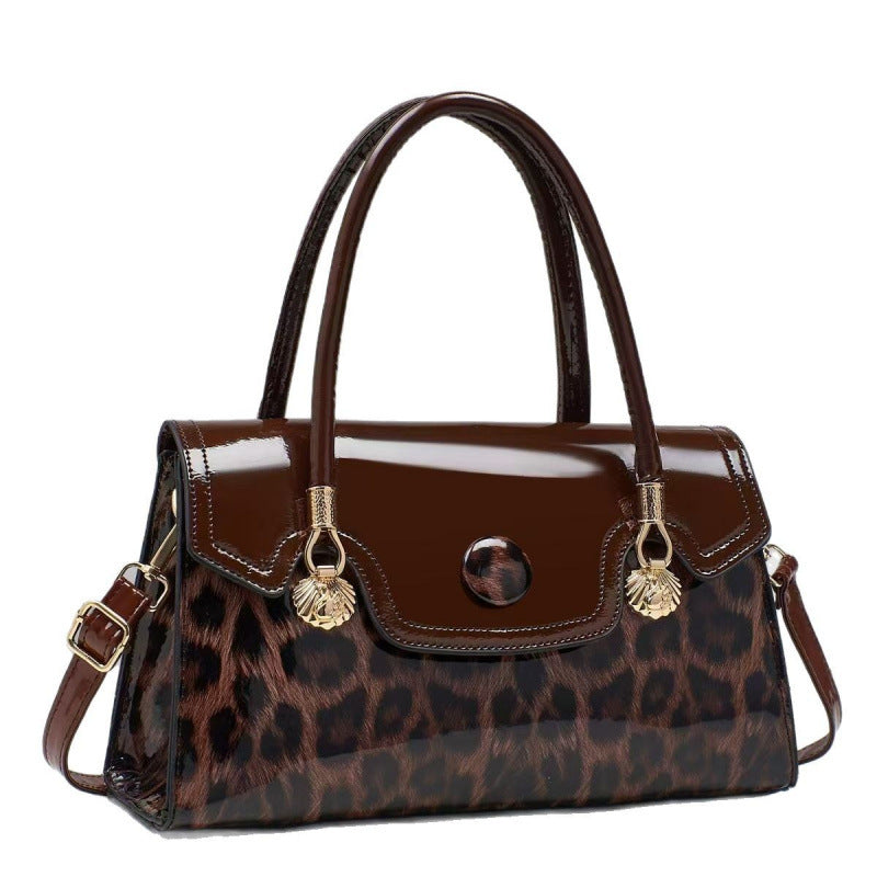 Glossy Leopard Print Patent-Look Crossbody Bag – Urban Shoulder Bag | 6 Colors