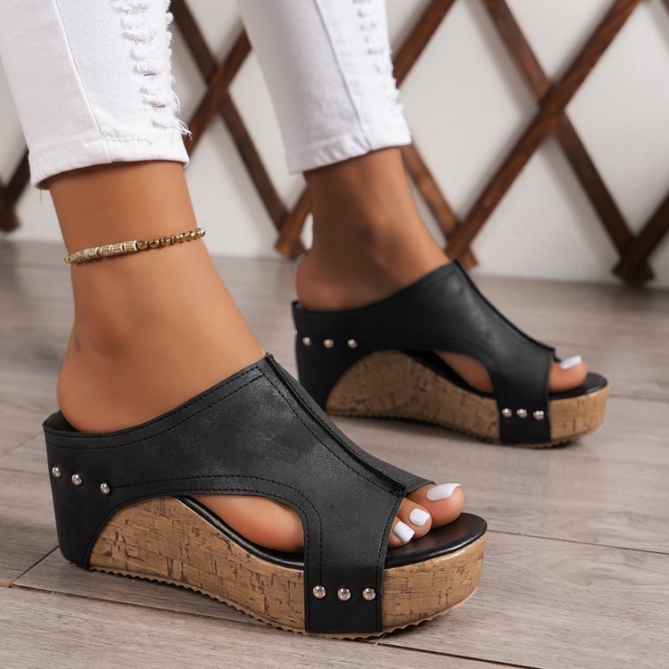 Popular Summer Roman Wedge Sandals - Round Head Thick Bottom Design