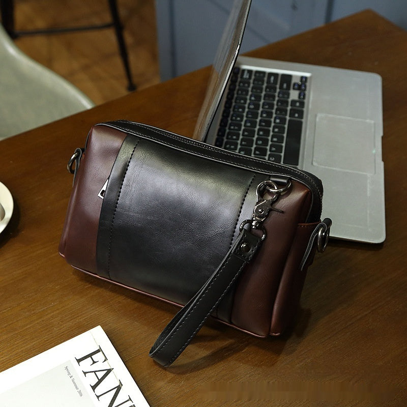 Fashionable And Trendy PU Leather Single Shoulder Crossbody Bag Street Style Black Or Coffee With Black 10 Inch