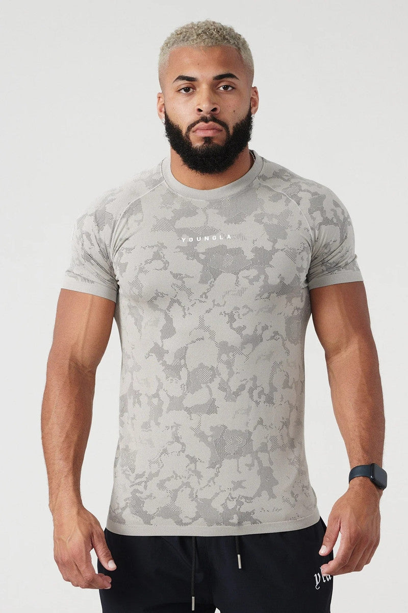 Mens Camouflage Milk Silk Workout T Shirt For Men Breathable Sports Tee Moisture Wicking