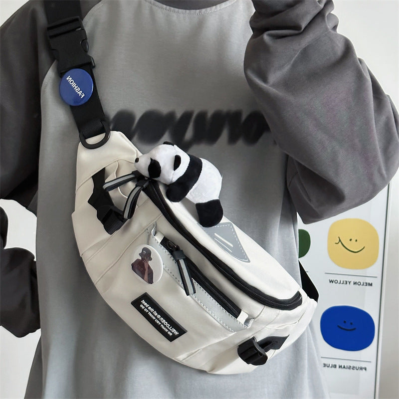 Chest Bag For Men Large Capacity Crossbody Oxford Cloth Sports Bag White Gray Black