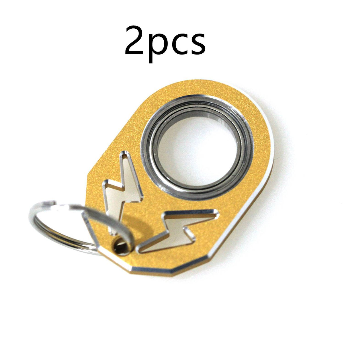 Gold rotating decompression key chain with metal ring, 2-pack.