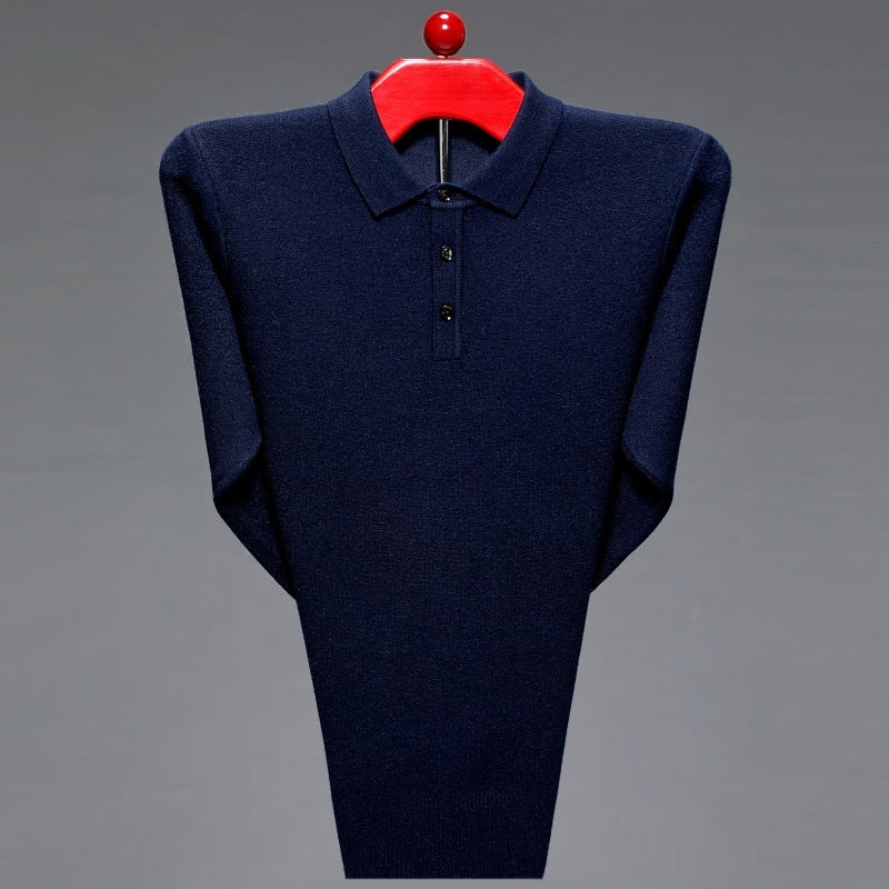 European And American Thickened Solid Color Polo Collar Knitwear Sweater