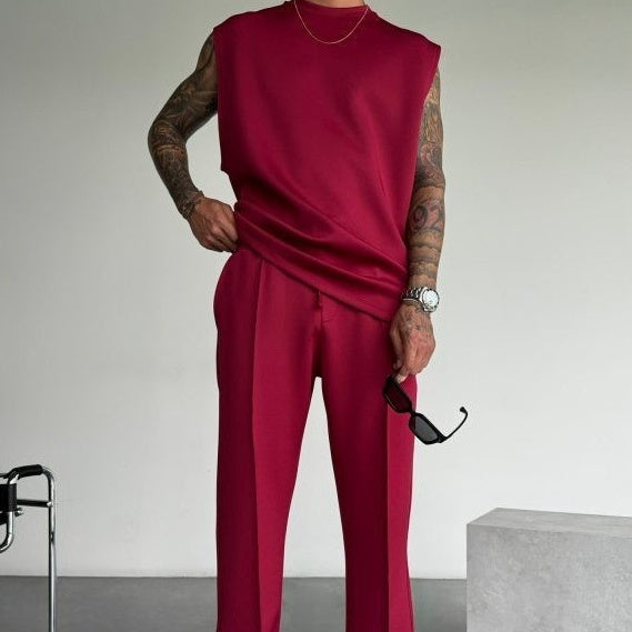 Summer New Men's Trousers Vest Suit