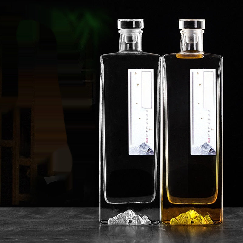 Guanshan Glass Wine Bottle Thick Bottom 500ml Transparent Yellow Simple Style Fire Extinguisher Bottles