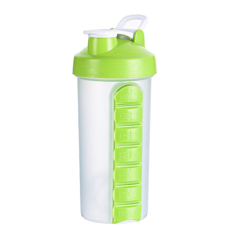 Outdoor Portable Water Bottle with Weekly Medicine Box - Multi-Function Cup