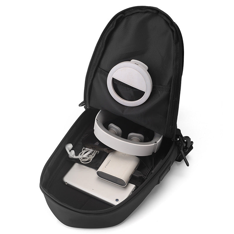 New Outdoor Crossbody Bag For Men Waterproof Ultra Light USB Interface Travel Chest Bag Black Gray