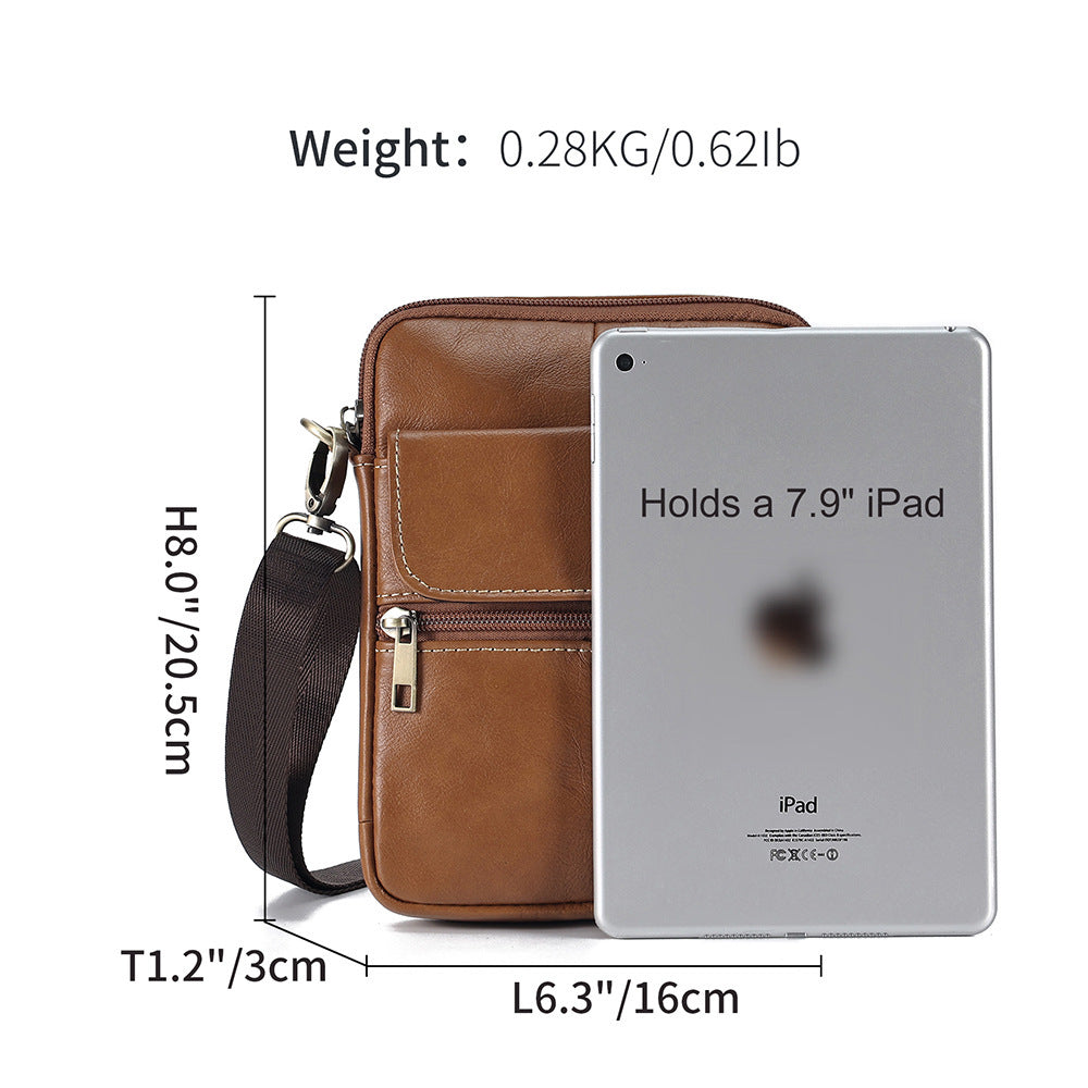 Men's Genuine Leather Crossbody Bag First Layer Cowhide Durable Travel Shoulder Bag For Men
