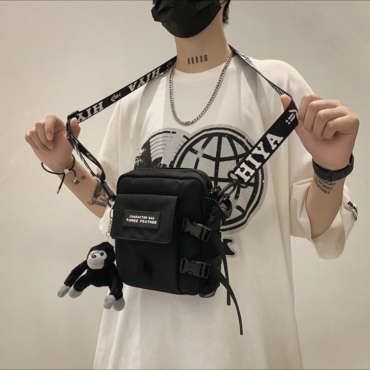 Mens Trendy Nylon Shoulder Bag Breathable Casual Street Style Available In Black Blue Yellow White