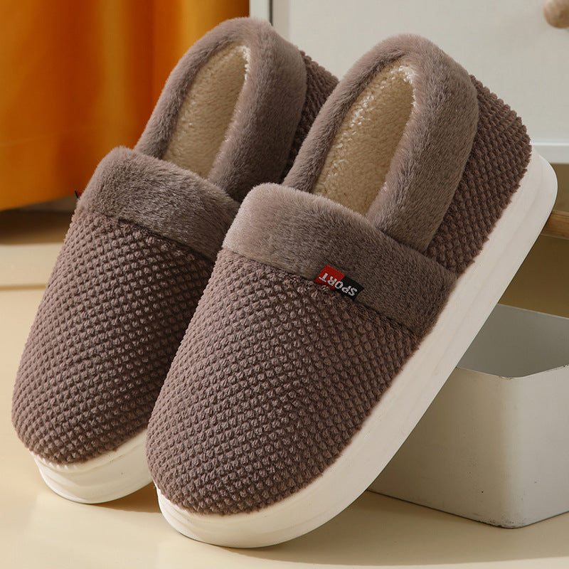 Suede Plush Warm Slippers – Thick Sole Indoor Outdoor Couple Shoes | EU 36–45