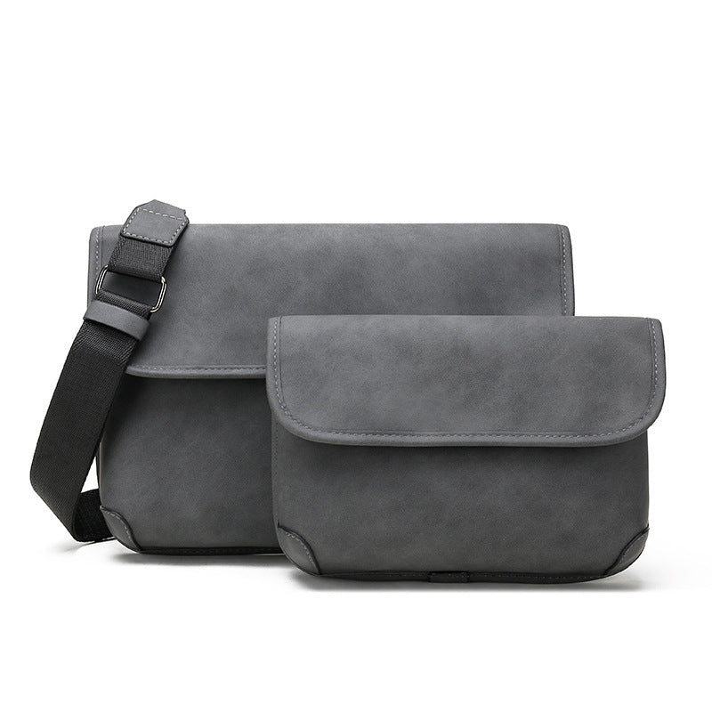 Mens Contrast Color Matte Fashion Retro Crossbody Shoulder Bag PU Leather Lightweight Daily Use