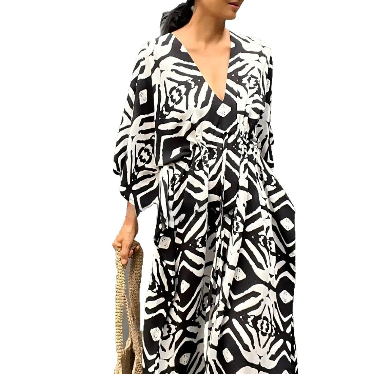 Drawstring Beach Cover-up Sun Protection Clothing Blouse