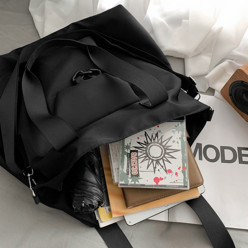 Large Capacity Crossbody Bag Hand Carry Dual Use for Short Trips Urban Travel Oxford Cloth Black Green