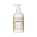 elvis+elvin hand & body lotion bottle with white pump; green grass & jasmine label