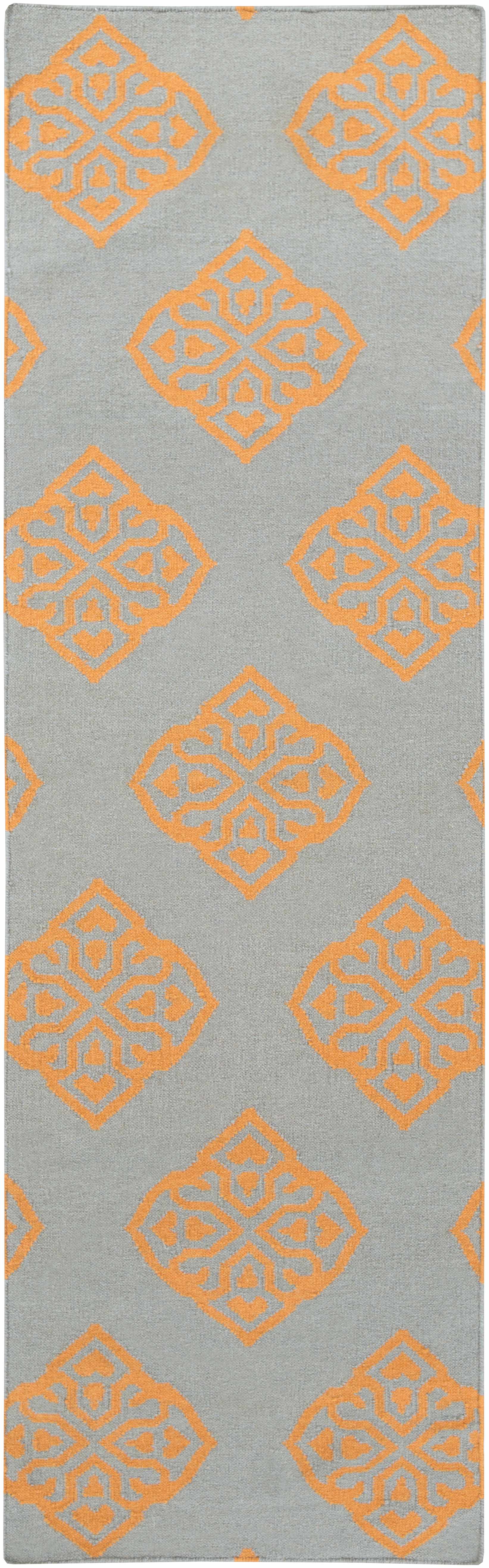 Elwin Orange & Gray Hand Woven Wool Area Rug – Contemporary
