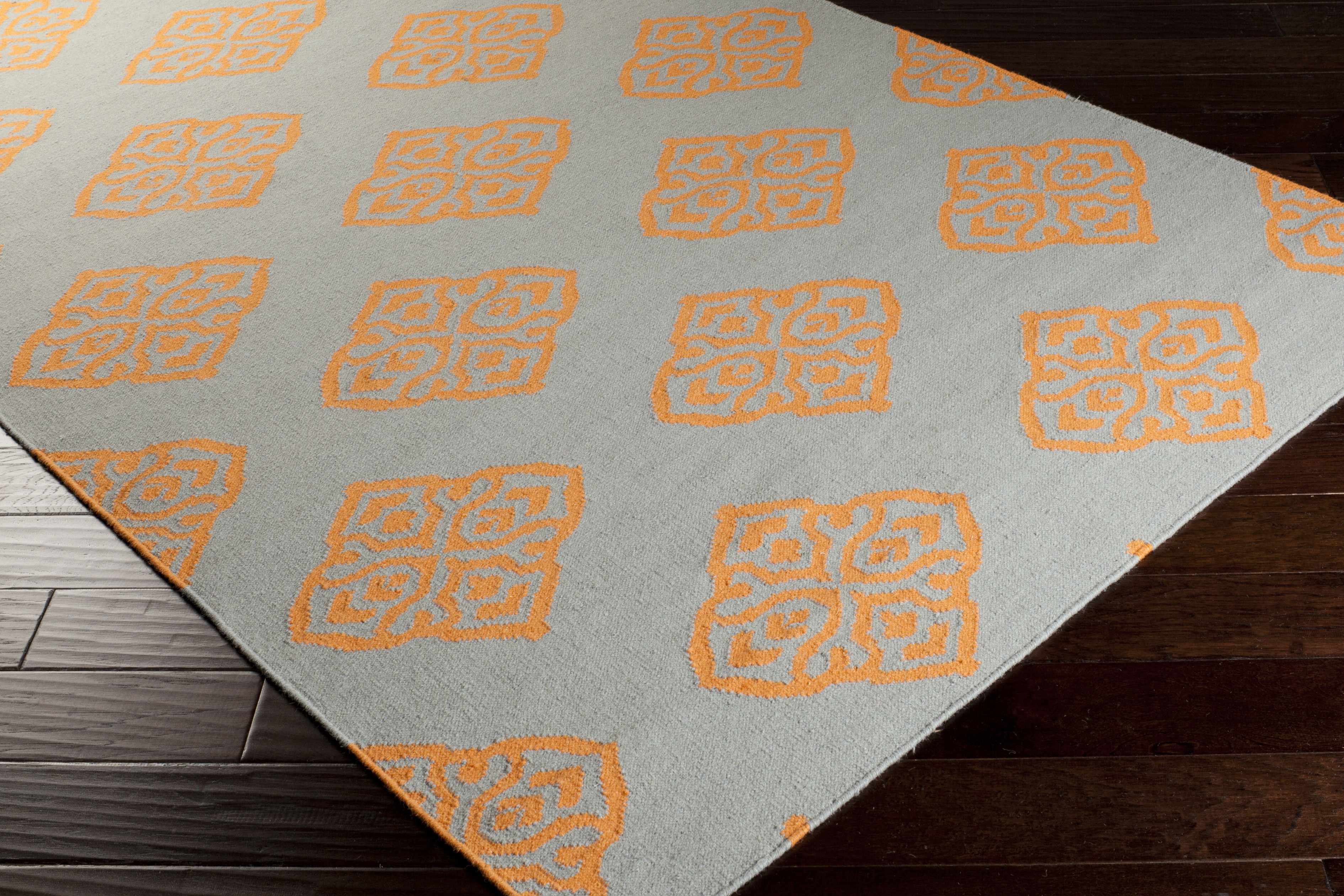 Elwin Orange & Gray Hand Woven Wool Area Rug – Contemporary