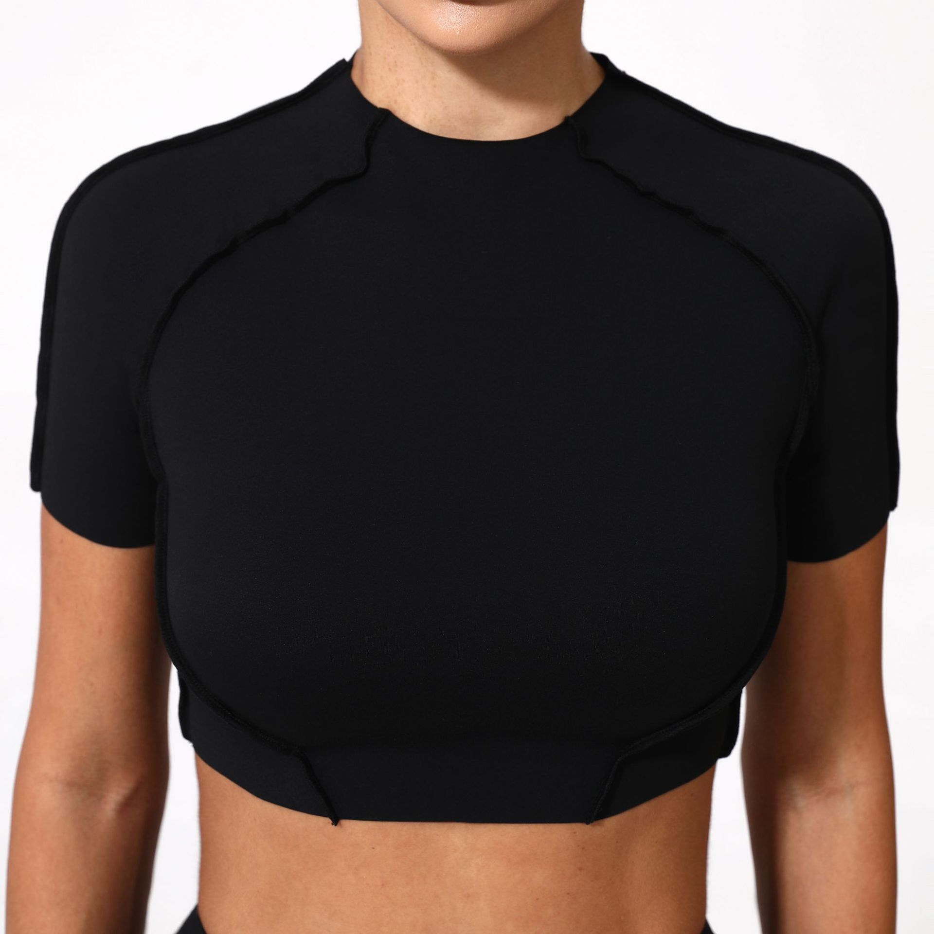 New Yoga Wear Women Without Chest Pad Flattering Short Sleeve Top