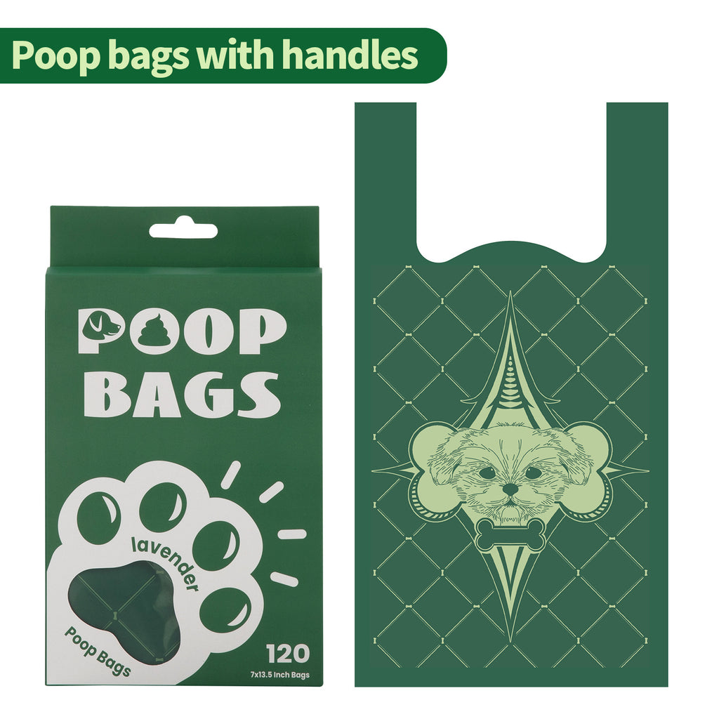 Vest Style Dog Waste Bags 120 Count Degradable Poop Picking Bags Green PE Material